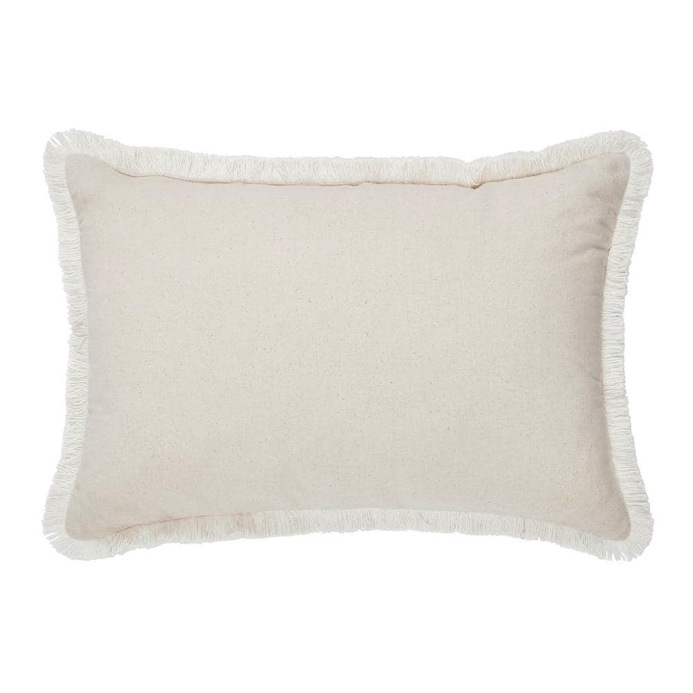 Gather Together Yellow Embroidered Cotton Blend Throw Pillow