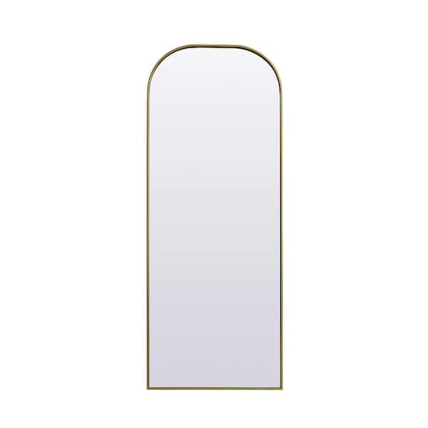 Unbranded Simply Living 28 in. W x 74 in. H Arch Metal Framed Brass Full Length Mirror