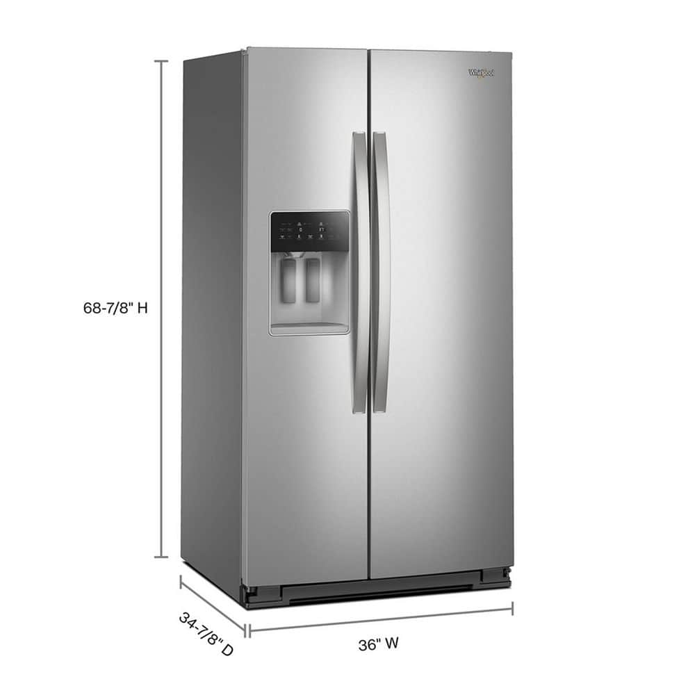 Whirlpool, Full-Depth Side-by-Side Refrigerator, Exterior Ice and Water Dispenser 28.41 cu ft WRSF5536RZ on Fridge.com