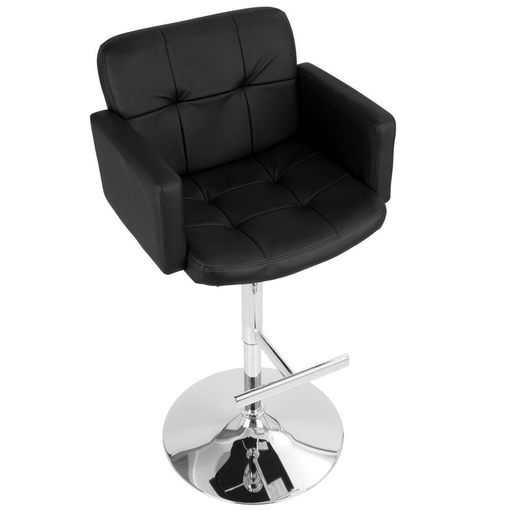 Black Adjustable Swivel Bar Stool with Chrome Base