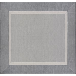 Recife Stria Texture Champagne-Grey 8 ft. x 8 ft. Square Indoor/Outdoor Area Rug