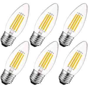 60-Watt Equivalent B10 Dimmable Edison LED Light Bulbs Torpedo Tip Clear Glass 2700K Warm White (6-Pack)