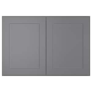 36 in. W x 12 in. D x 24 in. H in Shaker Gray Plywood Ready to Assemble Wall Cabinet 2-Doors 1-Shelf Kitchen Cabinet
