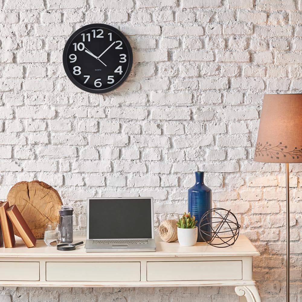 Tempus 13" Black Silent Sweep Wall Clock with Raised Numerals