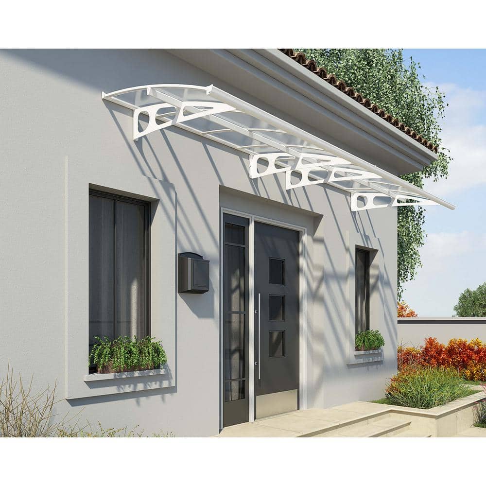 Bordeaux 5 ft. x 15 ft. White/Clear Door and Window Fixed Awning