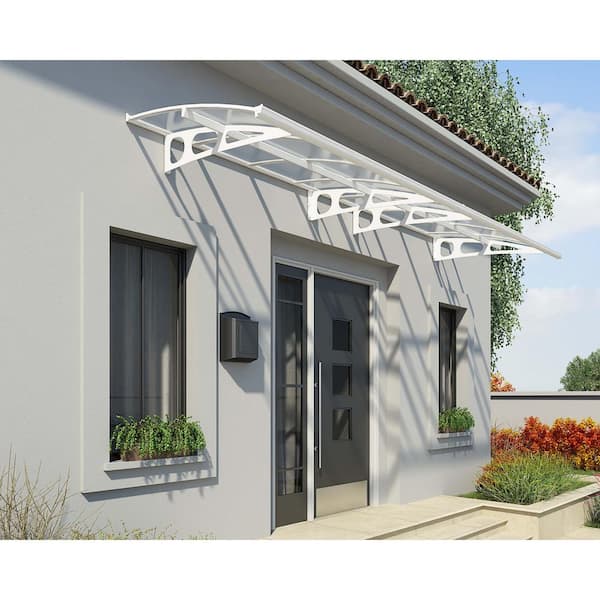 Bordeaux 5 ft. x 15 ft. White/Clear Door and Window Fixed Awning