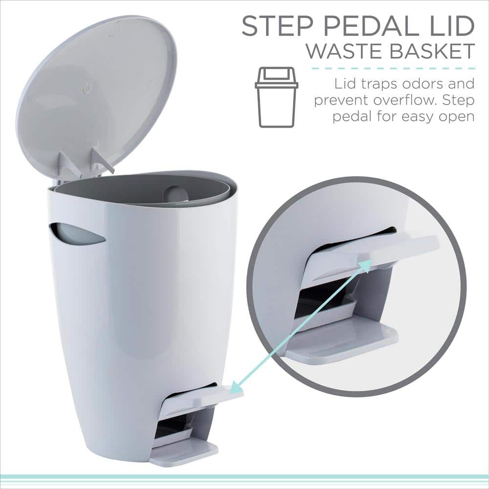 White Plastic 5L Step Pedal Trash Bin