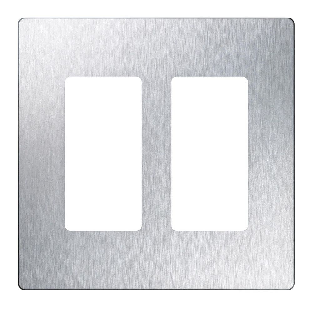 Lutron Claro 2 Gang Wall Plate for Decorator/Rocker Switches, Stainless