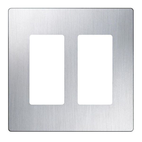 Lutron Claro 2 Gang Wall Plate for Decorator/Rocker Switches, Stainless Steel (CW-2-SS) (1-Pack)