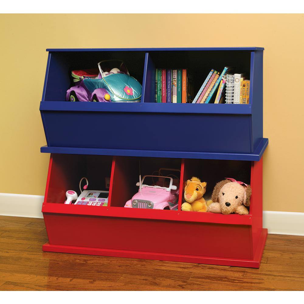 Gray MDF Two-Bin Stackable Storage Cubby for Kids