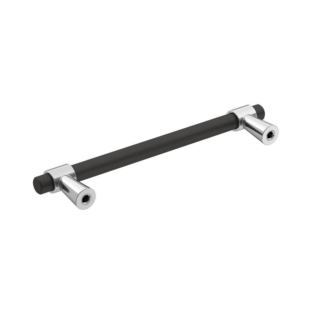 Modern Matte Black and Chrome Bar Cabinet Pull