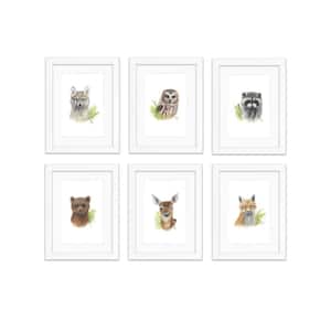 "Woodland Littles 2" by Alyssa Lewis Set of Six White Framed with Mat Animal Art Prints 20 in. x 16 in.