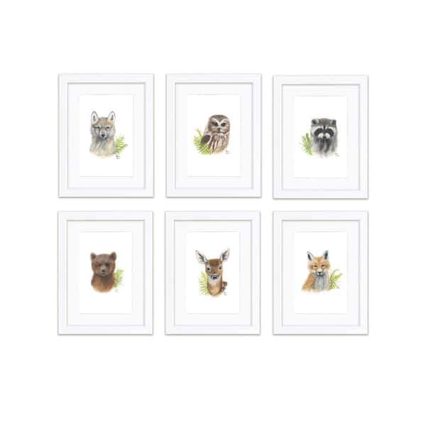 Unbranded "Woodland Littles 2" by Alyssa Lewis Set of Six White Framed with Mat Animal Art Prints 24 in. x 18 in.