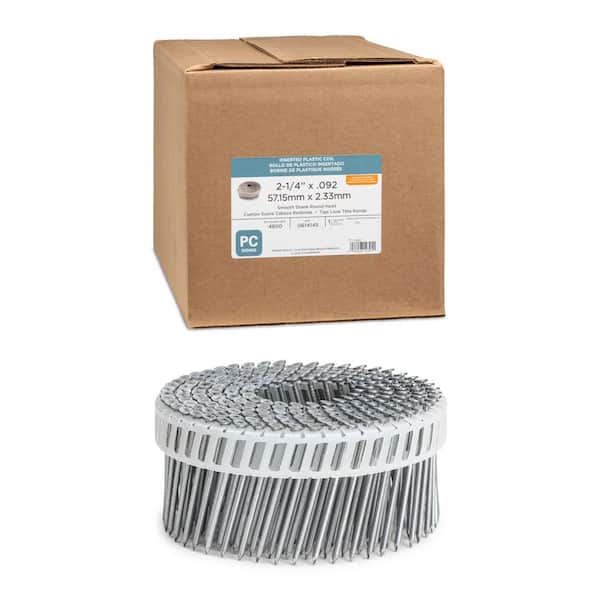2-1/4 in. x. 092 in. 13-Gauge 15-Degree Hot Dipped Galvanized Smooth Shank Plastic Coil Siding Nails (4800-Per Box)