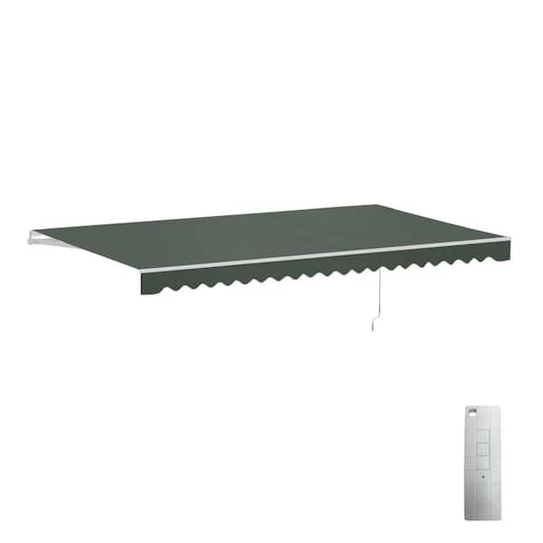 16 x 10 ft. Green Retractable Motorized Patio Awning