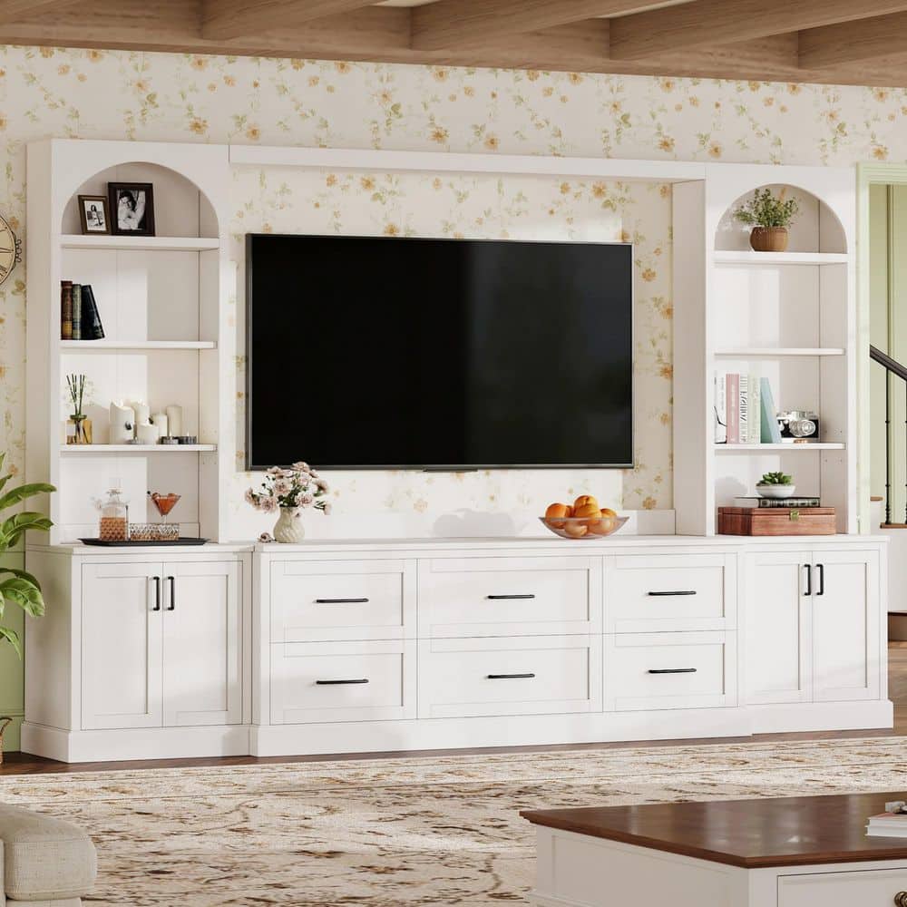 Tv Static Room Harper & Bright Designs White Modern Wall Unit Entertainment Center ...