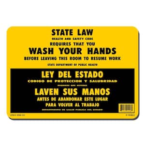 10 in. x 7 in. Wash Your Hands State Law Sign Printed on More Durable, Thicker, Longer Lasting Styrene Plastic