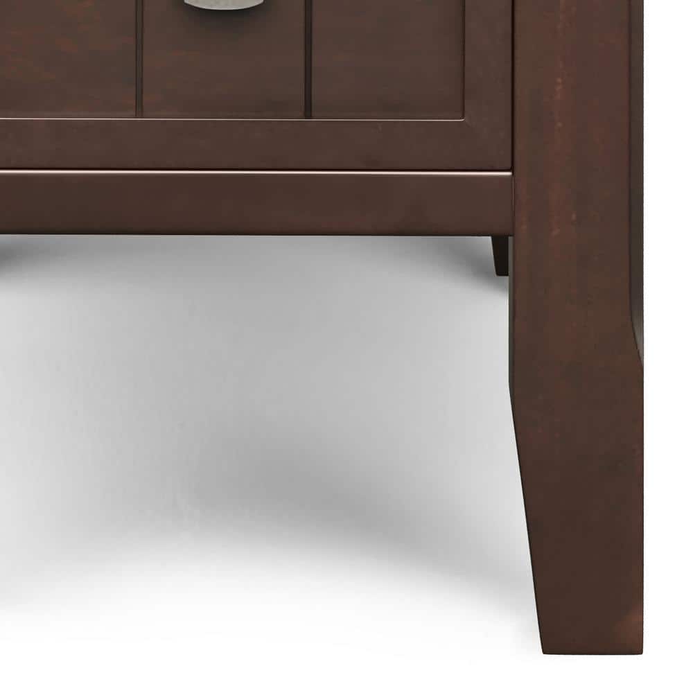 Brunette Brown Solid Wood Rectangular Side Table with Drawer