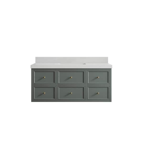 Willow Collections Roswell 48 in. W x 22 in. D x 36 in. H Single Sink Bath Vanity in Pewter Green with 2 in. Carrara qt. Top