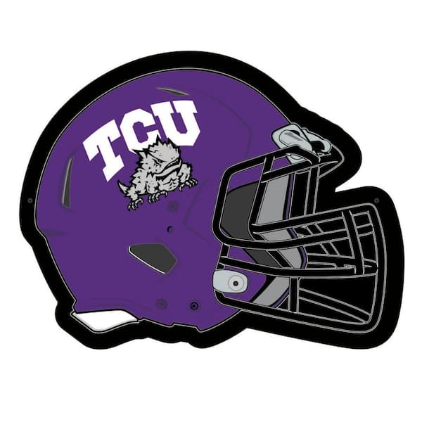 Evergreen TCU Helmet 19 in. x 15 in. Purple Plug-in LED Lighted Plastic Sign