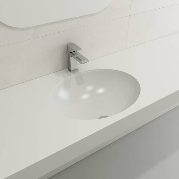 BOCCHI Parma 22 in. Undermount Fireclay Bathroom Sink in Matte White with Overflow