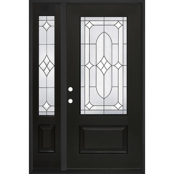 Regency 53 in. x 80 in. 3/4L Axis Glass RHIS Onyx Stain Mahogany Fiberglass Prehung Front Door w/ 14 in.-3/4SL 4-9/16