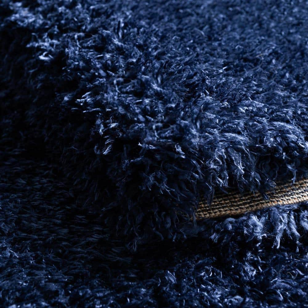 Aegean Blue Rectangular Shag Synthetic Area Rug 5'1" x 8'