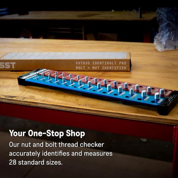 Identibolt PRO 21in Thread Gauge with Magnetic Wall Mount-28 Nut