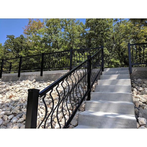 1.6'' H x 39.36'' W Black Metal Porch And Stair Railings