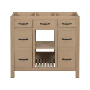 17.87 in. W x 35.51 in. D x 32.99 in. H Bath Vanity Cabinet without Top in Brown with 2 Drawers and 2 Cabinets