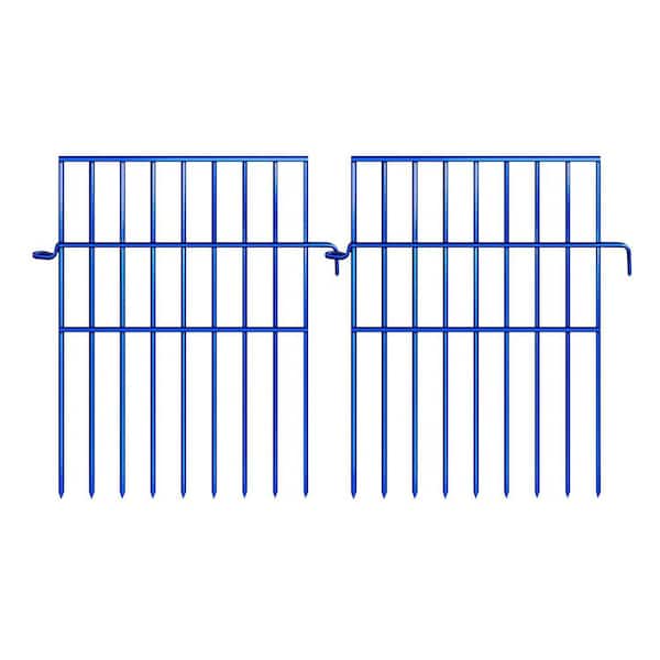Justincity Animal Barrier Fence 17 in. H Rustproof Metal No Dig Decorative Garden Fence Blocker for Dogs Outdoor Yard 10 Panel Blue
