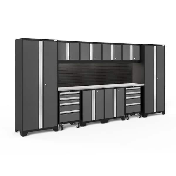 NewAge Products Bold Series 156 in. W x 76.75 in. H x 18 in. D 24-Gauge Steel Garage Cabinet Set in Gray (12-Piece)