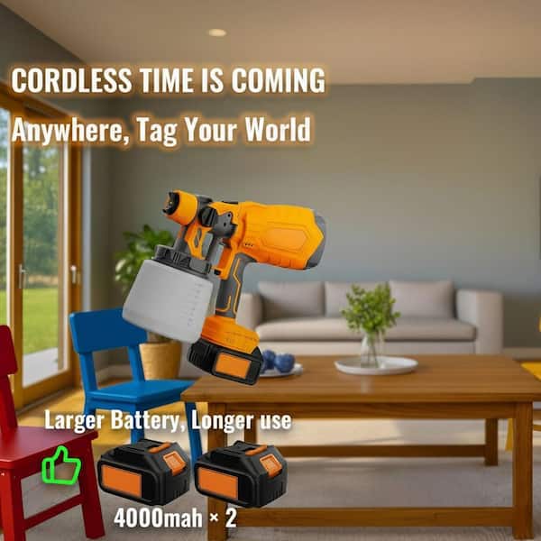 Cordless HVLP Paint Sprayer 1000 ml Copper Motor Adjustable 4