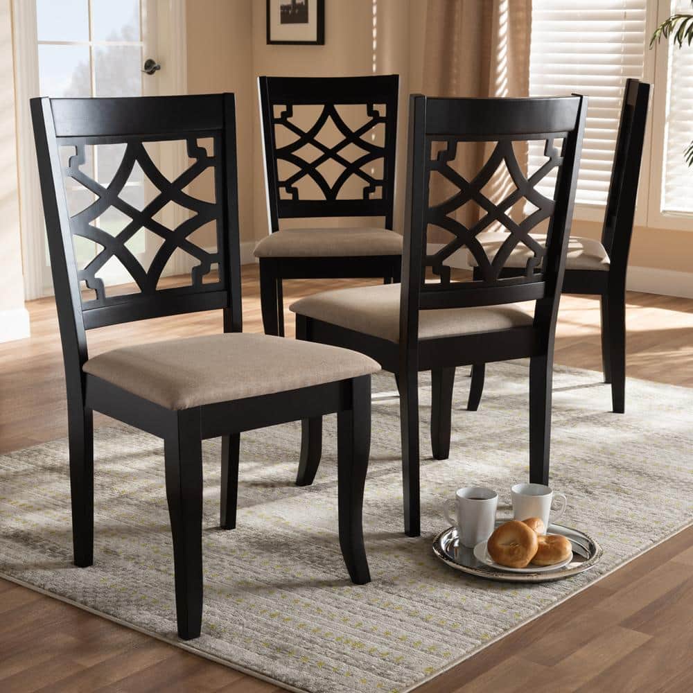 Espresso Oak and Sand Upholstered Parsons Dining Chair