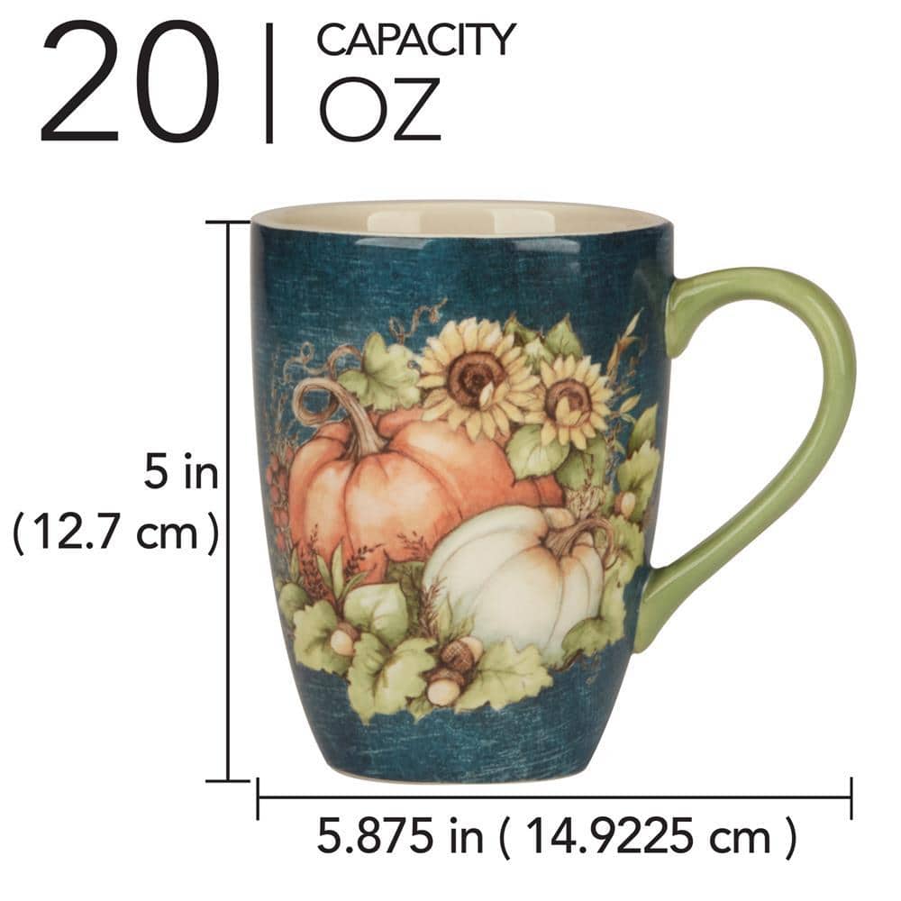 Autumn Breeze Ceramic Fall-Themed 20oz Mugs Set of 4
