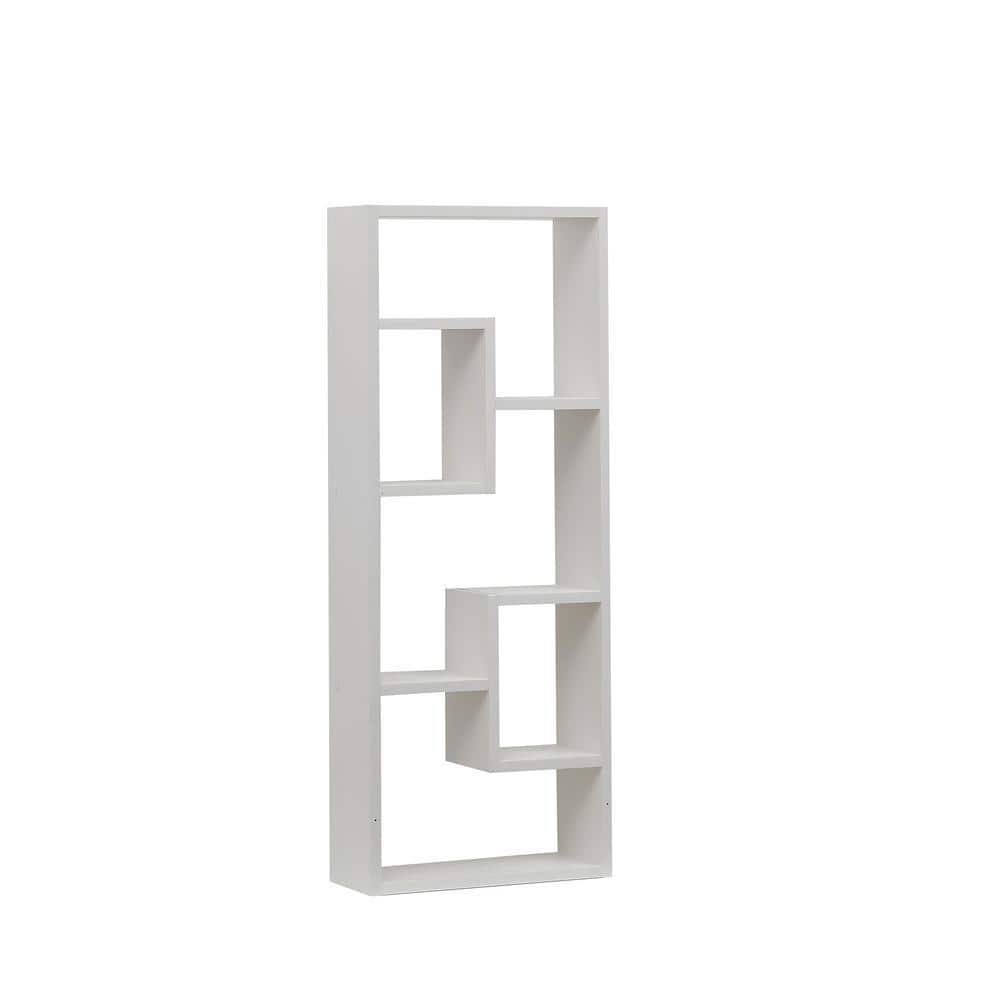 With 5 Cubes and 2 Locking Holes Hanger Bookcase, Freestanding Wooden Open Bookcase