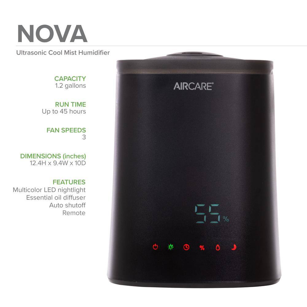 Black Ultrasonic Cool Mist Humidifier with LED Nightlight