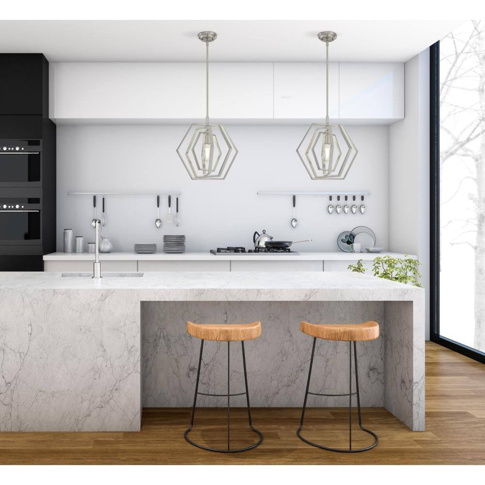 Brushed Nickel Geometric Hexagon 1-Light Pendant