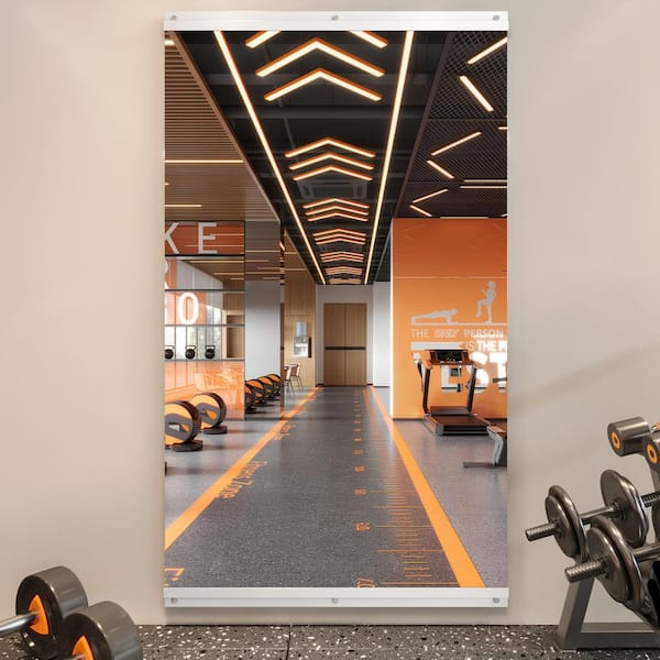 36 in. W x 60 in. H Modern Rectangle Frameless Wall-Mounted Gym Mirror Dance Mirror