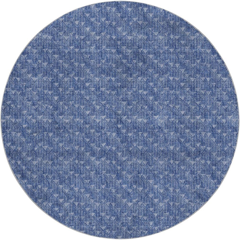 Dream Shag Premium Machine Washable Abstract ADS514 Navy 8 ft. x 8 ft. Round Rug price history on PriceWatchPro