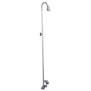 2-Handle Claw Foot Tub Faucet without Hand Shower with Riser and Plastic Showerhead in Polished Chrome