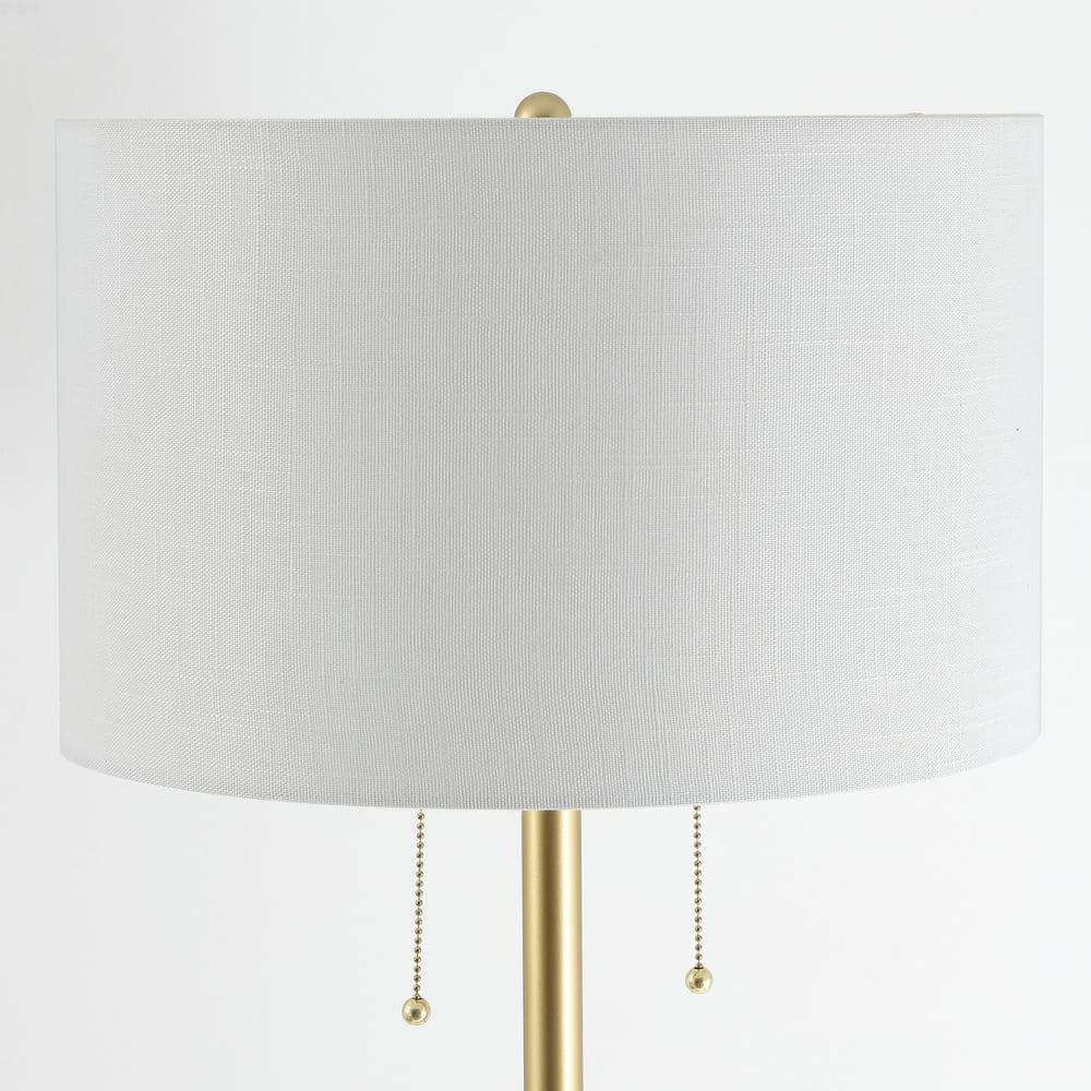 Newman Classic Gold Leaf 61.5" Metal LED Floor Lamp with Linen Drum Shade