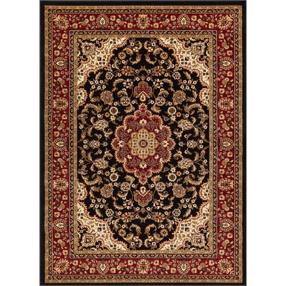 well woven barclay medallion kashan traditional oriental & persian black 7 10 x 9 10 area rug