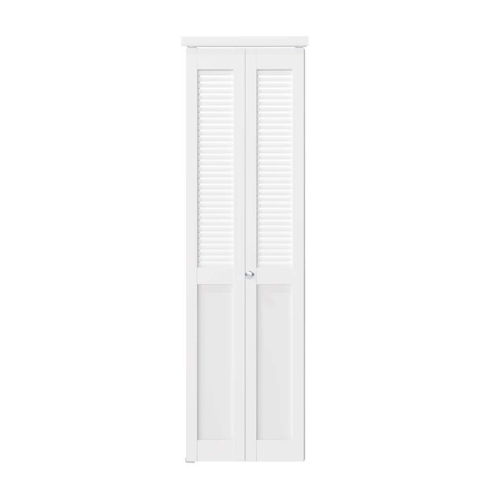 36 in. x 80 in. Half Louver Half Panel, Solid Core Wood, White PVC Covering, MDF, Closet Bi-fold Door with All Hardware price history on PriceWatchPro