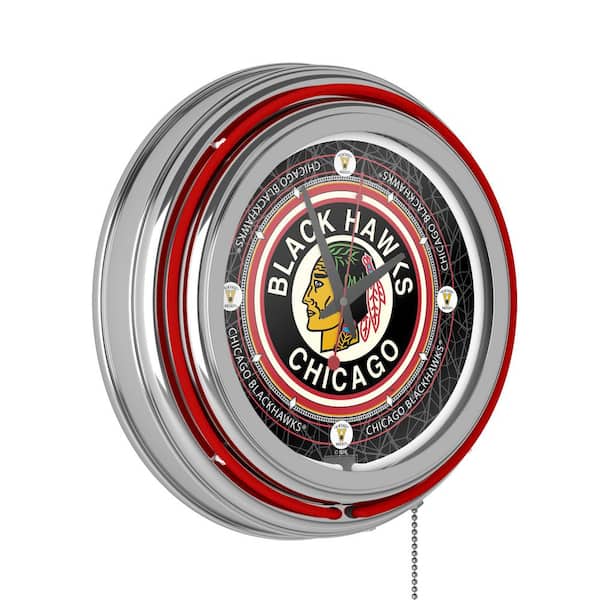 Trademark 14 in. Vintage Chicago Blackhawks NHL Neon Wall Clock