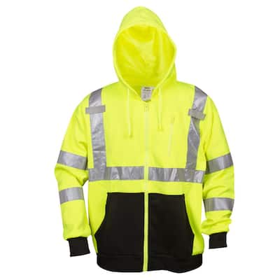 COR-BRITE Type R Class-3 Large Full-Zip Sweatshirt in Lime with Hood