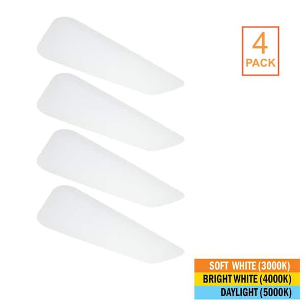 4-Pack 48 in. x 18 in. Classic White LED Flush Mount Closet Light 5800 Lumens 65-Watt Adjustable CCT Kitchen Light