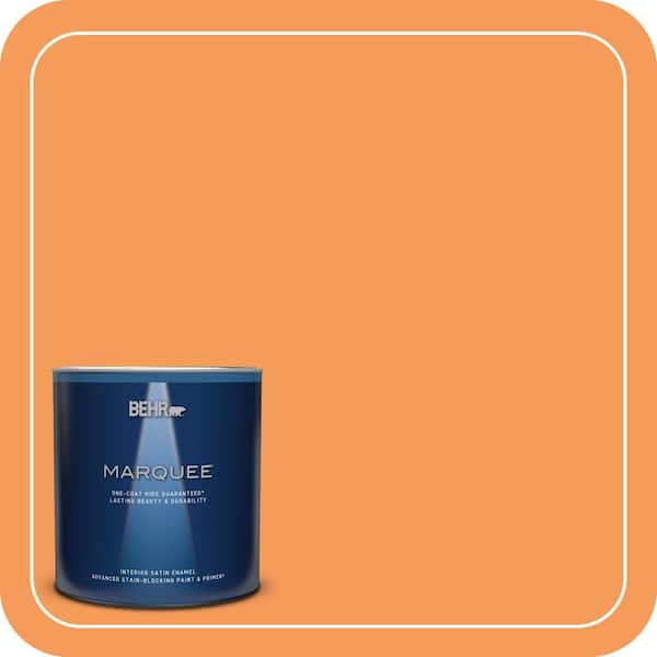 BEHR MARQUEE 1 qt. #260B-6 Blaze Orange Satin Enamel Interior Paint & Primer