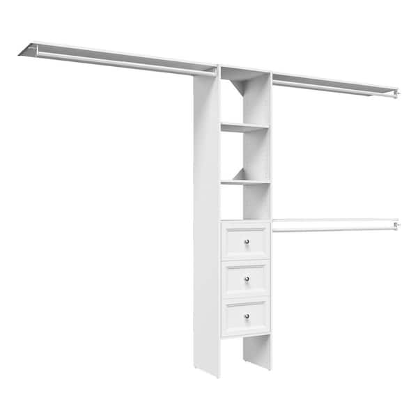 Selectives 76.85 in. W x 112.85 W White Basic Plus Narrow Wood Closet System Kit with Drawers