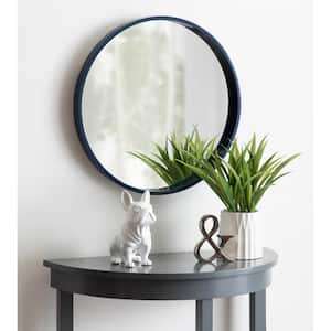 Medium Round Navy Blue Contemporary Mirror (21.6 in. H x 21.6 in. W)